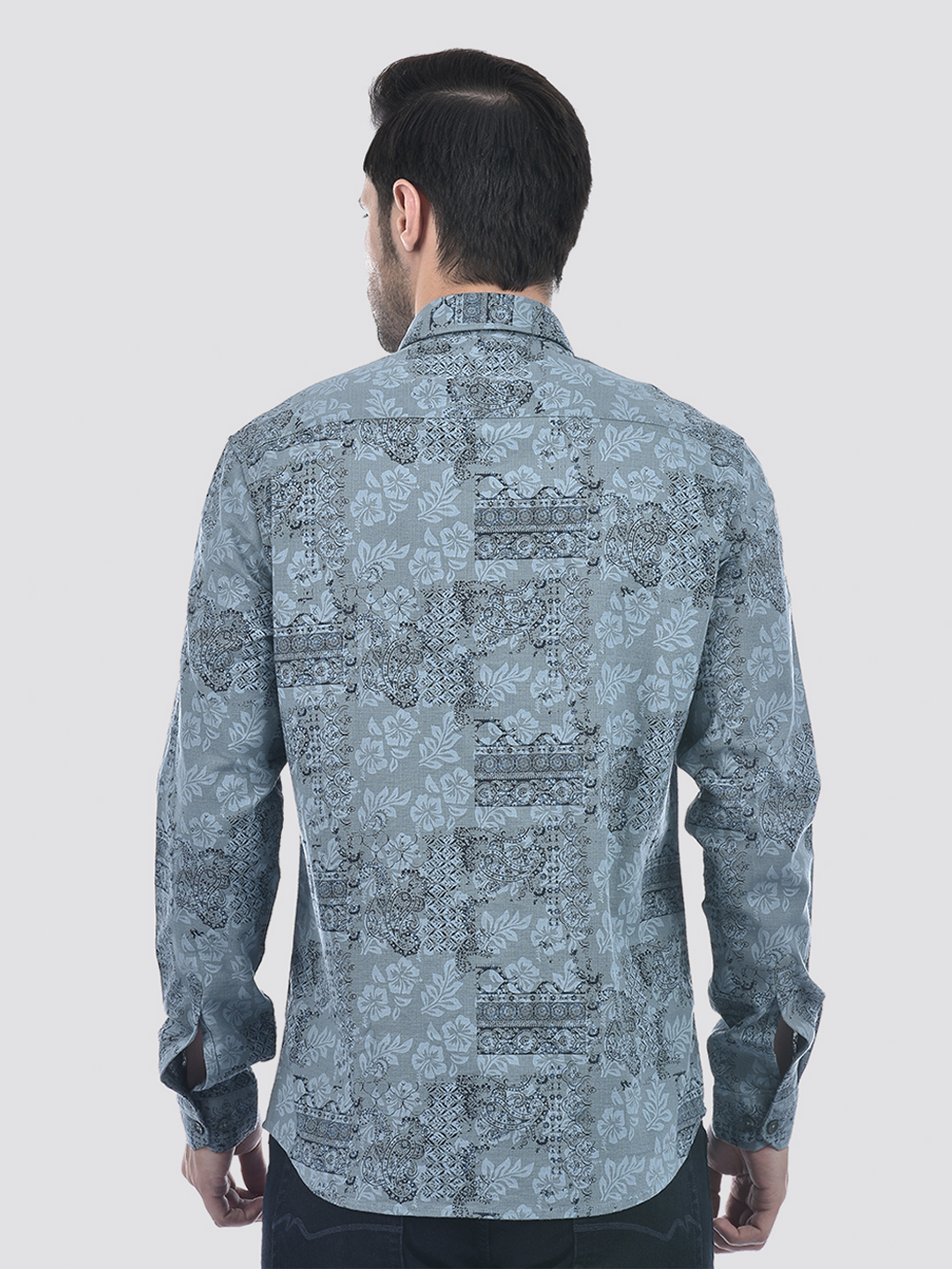 Numero Uno Men Floral Print Blue Shirt